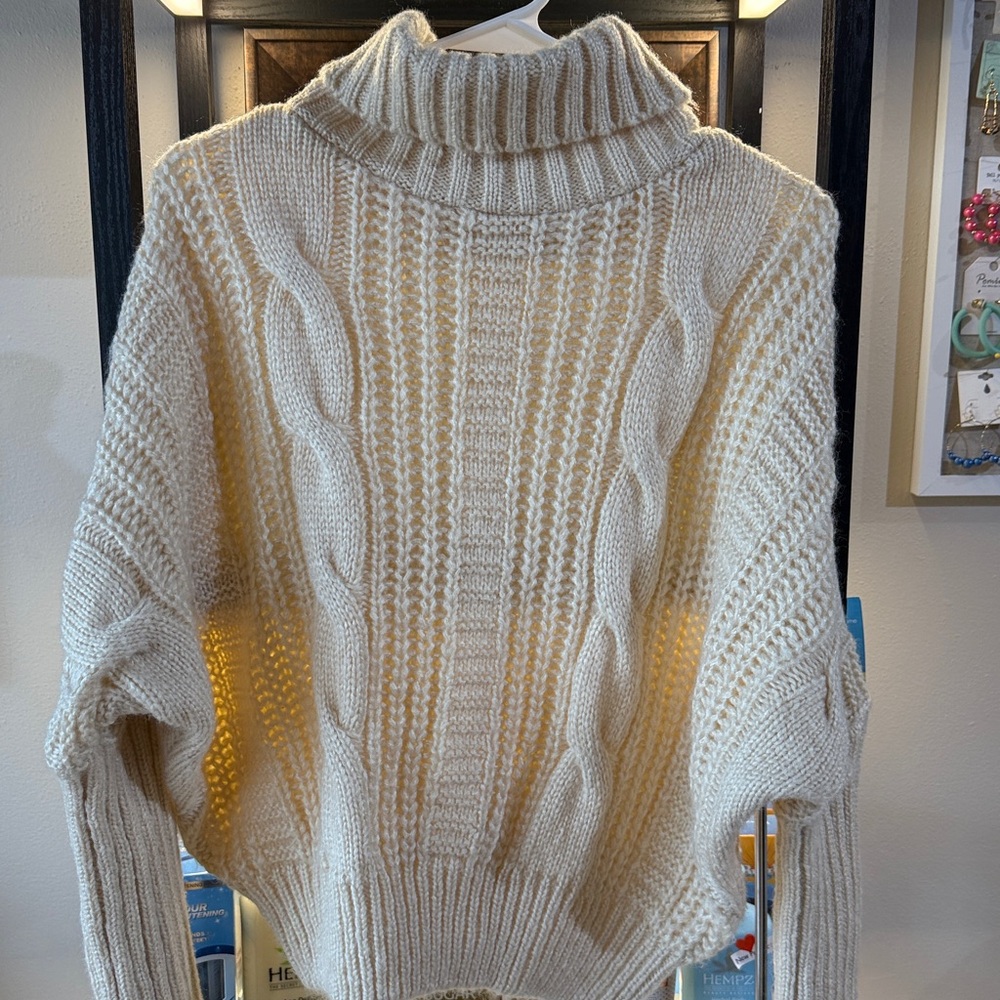 Cozy Cream Cable Knit Turtleneck Sweater